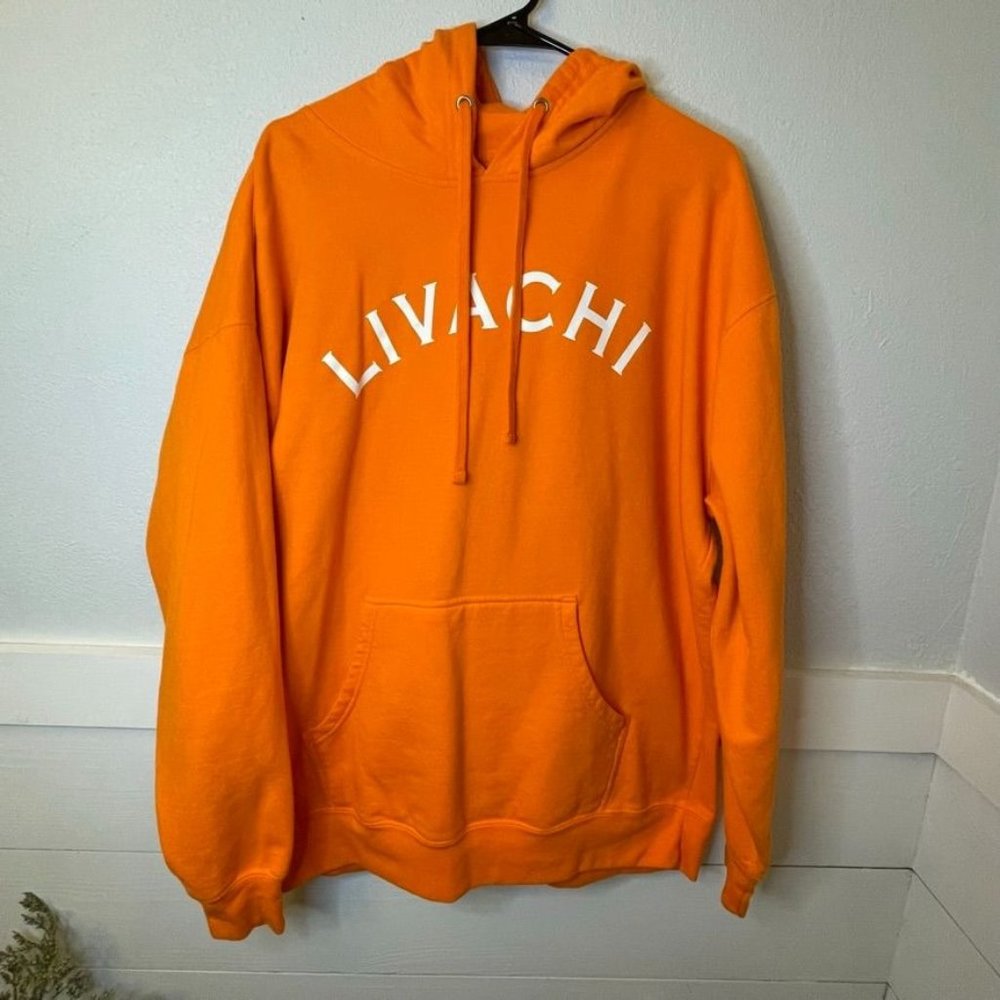 Livachi Premium Leisure Wear‎ Orange Drawstring Pullover Hoodie Men's Size XL